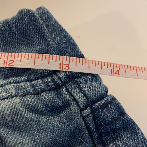 MISSLOOK elastic waist band denim pants diagonal front seam five pockets small - Picture 7 of 9